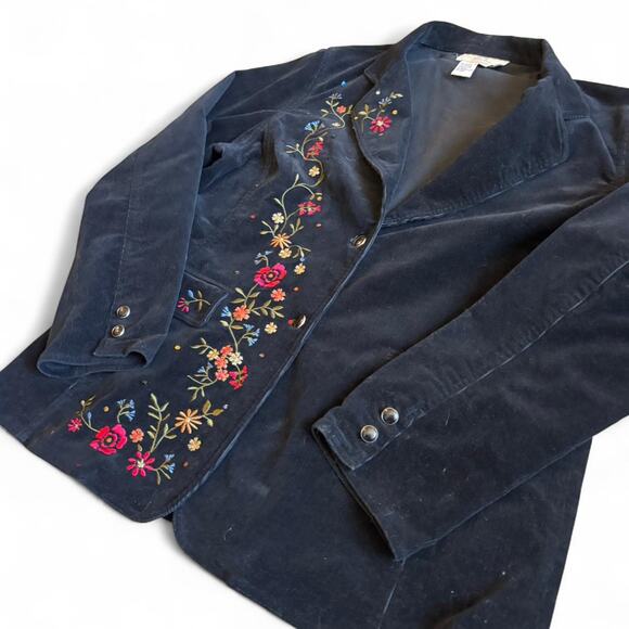 Vintage Embroidered Black Corduroy Jacket Richie Essentials XXL/3XL - Picture 4 of 8